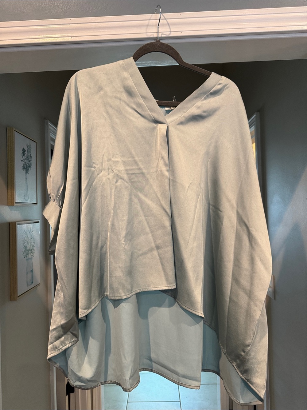 entro Pale Blue Layered V-Neck Tunic Top